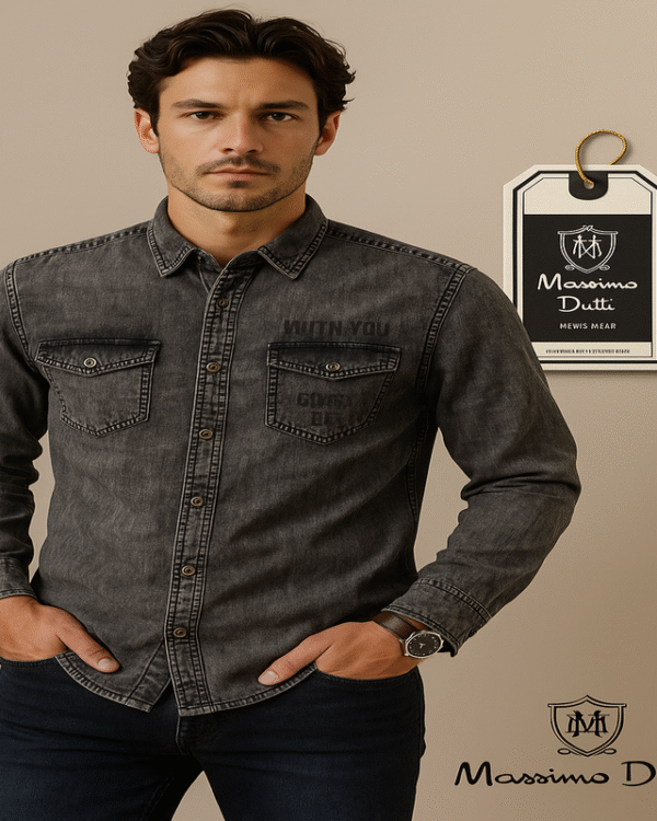 Massimo Dutti Black Denim Shirt