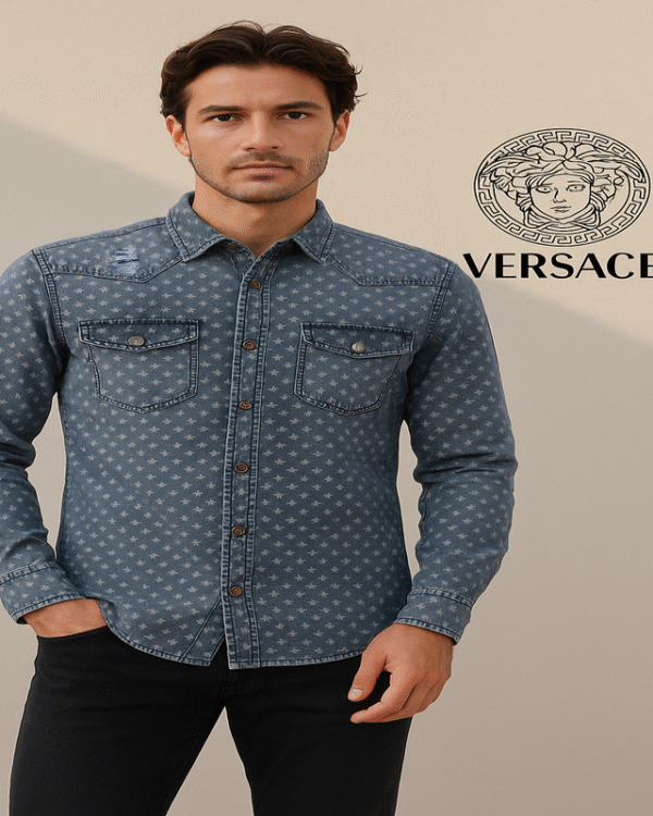 Versace Star Pattern Denim Shirt