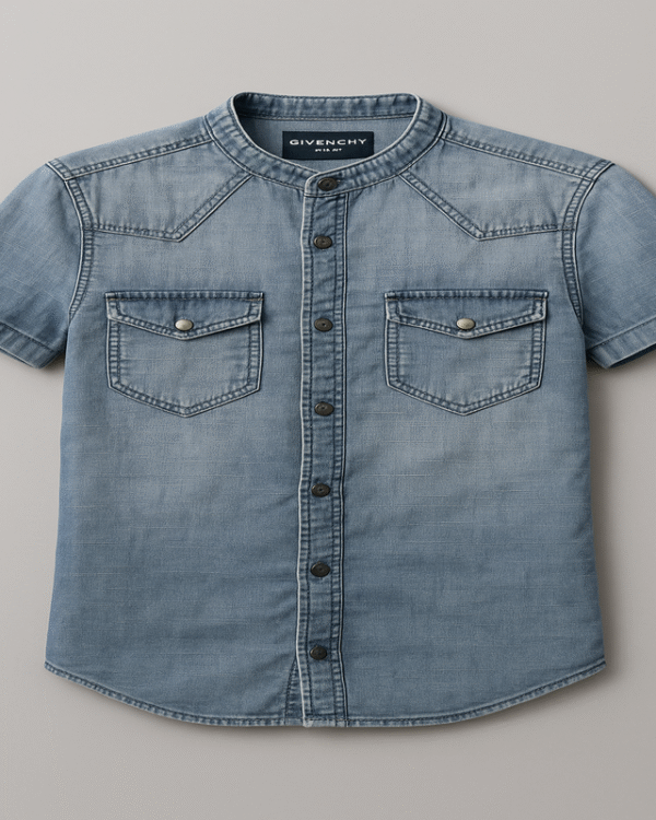Givenchy Men's Mandarin Collar Denim Shirt